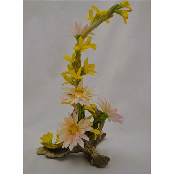 Connoisseur Porcelain Chrysanthemum and Forsythia Floral Centerpiece