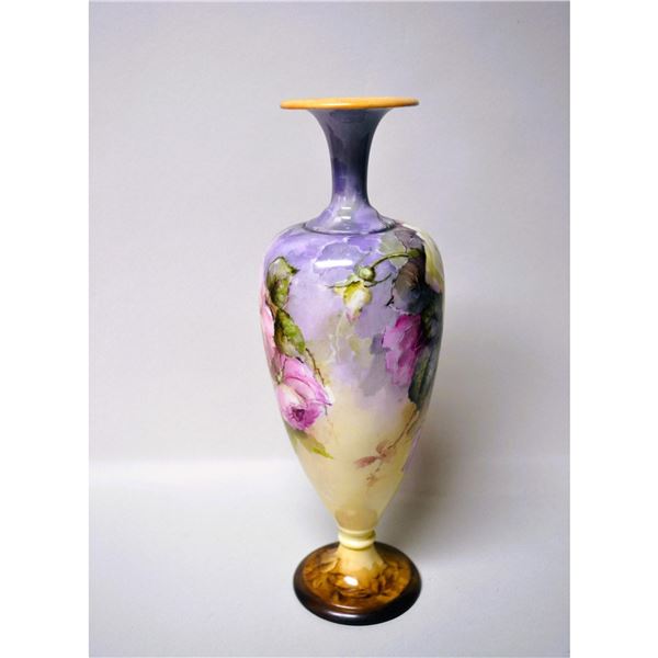 Antique American Belleek Porcelain Floral Vase, Museum Quality, Signed, C.1880-92