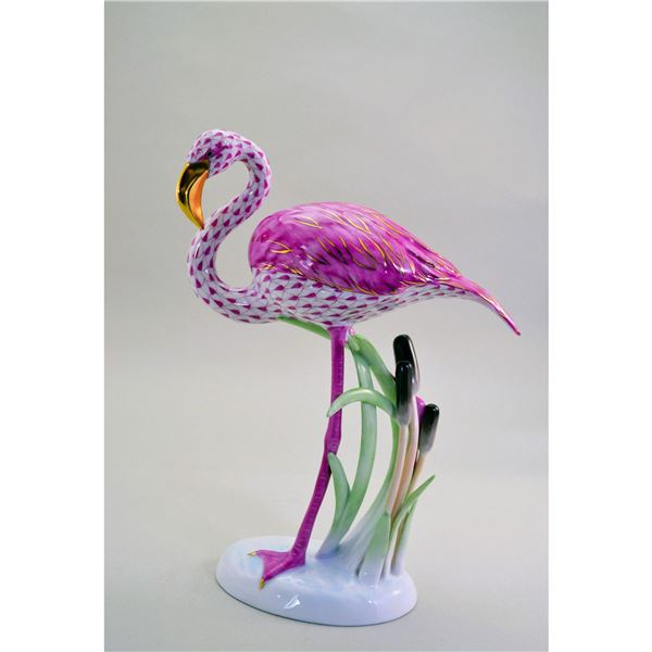 Herend Porcelain Flamingo Bird Sculpture, Classic Kingdom, 2005