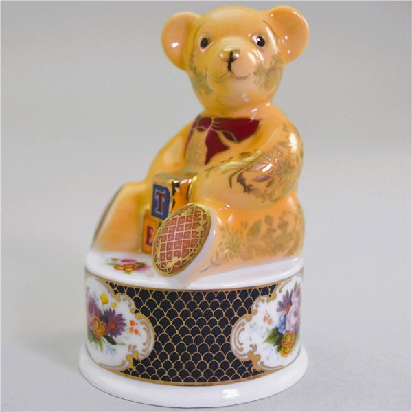 Royal Worcester Porcelain Teddy Bear Candle Snuffer, Connoisseur Collection, 2001