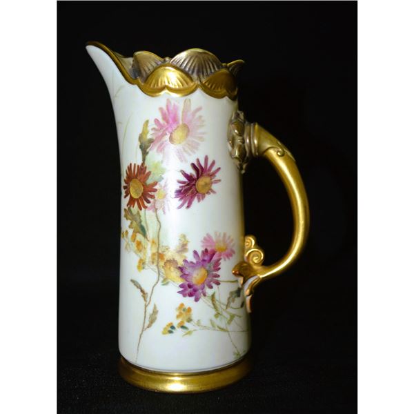 Royal Worcester Porcelain Floral Pitcher, Hand-Painted, RN 74149