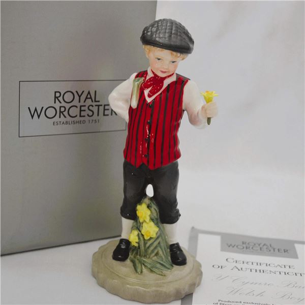 Royal Worcester Porcelain Y Cymro Bach Welsh Boy Sculpture