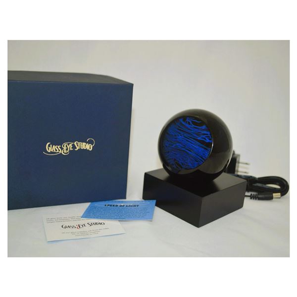 Glass Eye Studio Celestial Paperweight Speed of Light & Lightbox Base