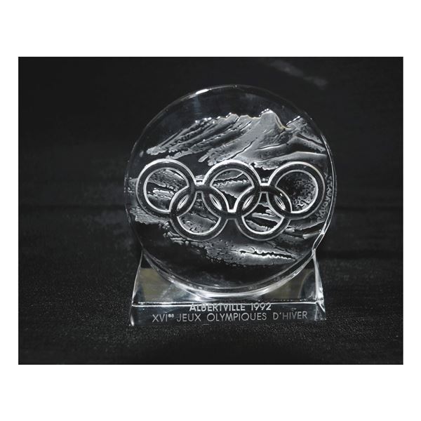 Lalique Crystal Albertville France 1992 Olympics Rings Paperweight