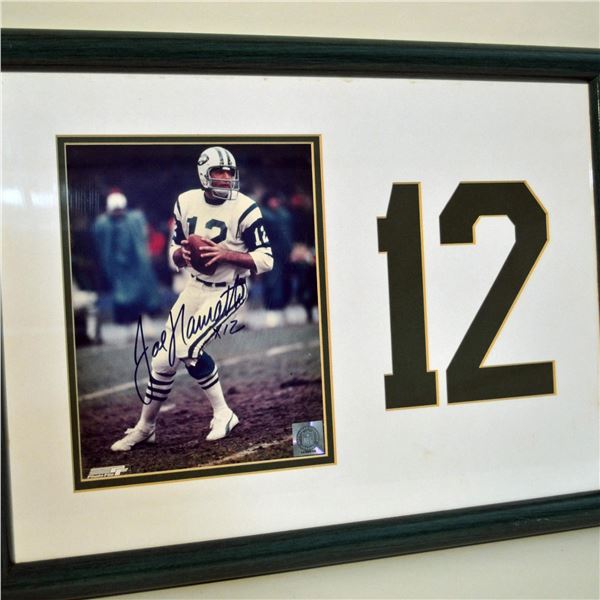 Joe Namath, #12, NY Jets Autographed Photo, Official NFL Licensee, Custom Frame