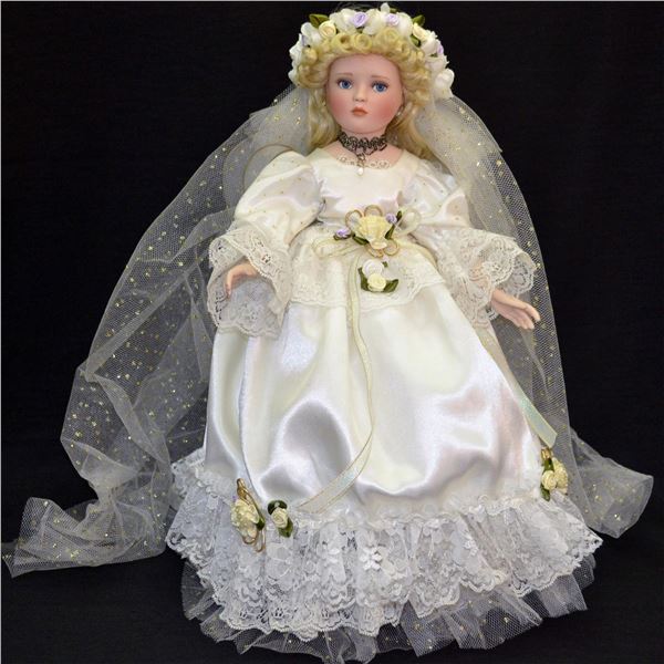 Original Premier Bisque Porcelain Bride Doll W/Stand, Unique