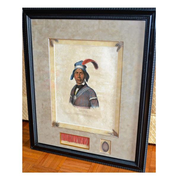 Yaha Hajo A Seminole Chief H.C. Original Engraving, Custom Black Frame W/Artifacts