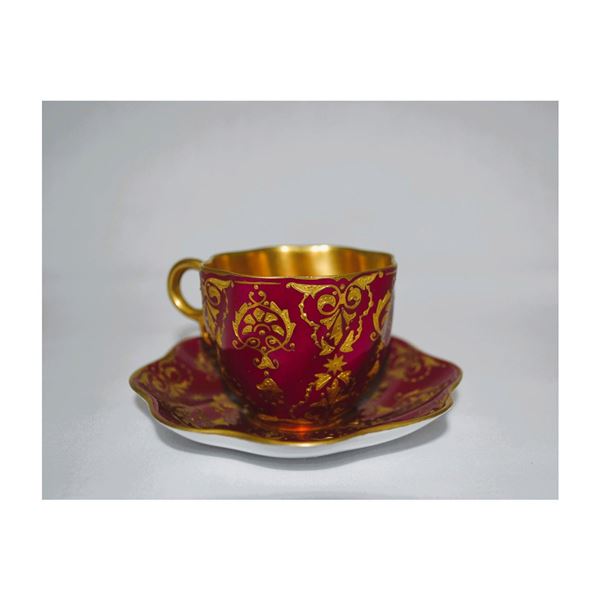 CoalPort Red and Gold Cup and Saucer, Antique