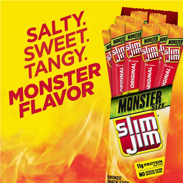 BOX WITH 18 X 55G MONSTER SIZE SLIM JIMS ORIGINAL