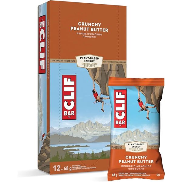 NEW REPACKED 12 X 68G CRUNCHY PEANUT BUTTER CLIF