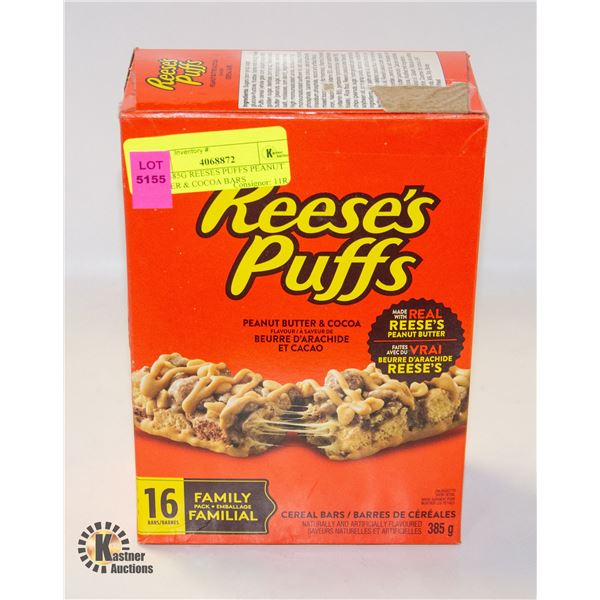 NEW 385G REESES PUFFS PEANUT BUTTER & COCOA BARS