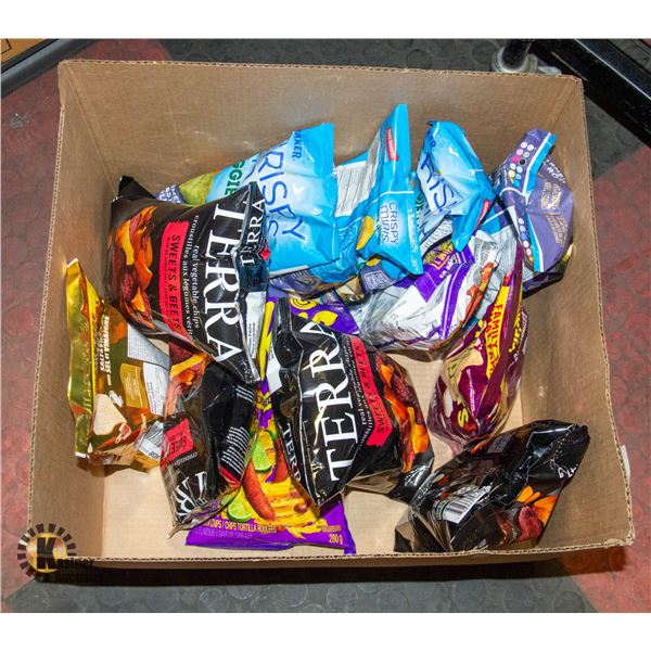 NEW BOX OF 12 ASSORTED CHIPS AND CRACKERS