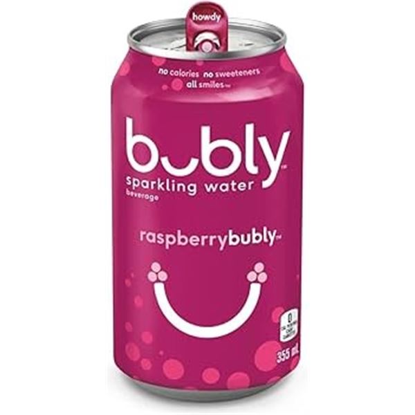 NEW 10 X 355ML BUBLY RASPBERRY BUBLY