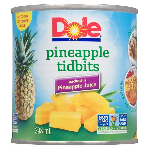 NEW 2 X 398ML DOLE PINEAPPLE TIDBITS