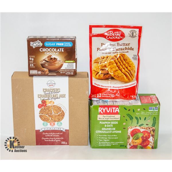 NEW BAG OF 3 CRACKERS AND CHOCOLATE PUDDING