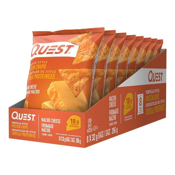 NEW 8 X 32 G QUEST TORTILLA STYLE NACHO CHEESE