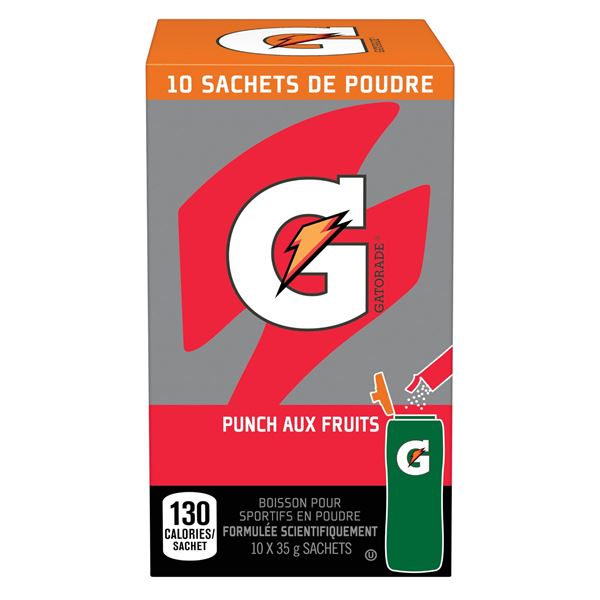 NEW 20 X 35G GATORADE FRUIT PUNCH DRINK POWDER
