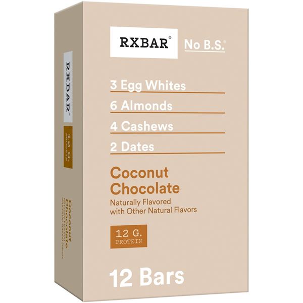 NEW 12 X 52G RXBAR COCONUT CHOCOLATE
