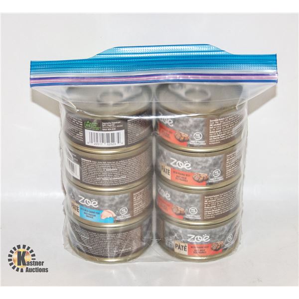 NEW 8 X 85G ZOE PATE WILD FISH & BEEF CAT FOOD MIX