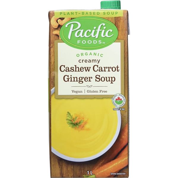 NEW 2 X 1L PACIFIC FOODS CREAMY CASHEW CARROT SOUP