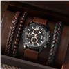 Image 1 : NEW 4 PC BROWN WATCH SET WITH DATE IN BOX