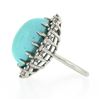 Image 6 : NEW Platinum 22.06 ctw Large Oval Cabochon Turquoise & Diamond Halo Cocktail Rin