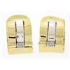 Image 1 : 18k Yellow Gold 1.12 ctw Round Brilliant Bezel Diamond Wide Cuff Huggies Earring