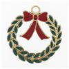 Vintage 14k Gold Christmas Wreath Green & Red Enamel Collectible Charm Pendant