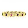 Image 2 : 18K Yellow Gold Oval Cabochon Bezel Multi Color Gemstone Wide X O Link Bracelet