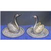 Image 3 : Pair Of Zinc Alloy Silver Plated Swans, 4 Metal 2"T Camco Angels +