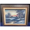 Image 1 : VTG Original Oil Painting On Canvas Landscape Trees Surreal "Blue Barry" signed