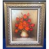 Image 1 : Vintage Oil Painting Still Life Of Flowers Framed  Signed  Right Corner Bottom 25" x 26"tall