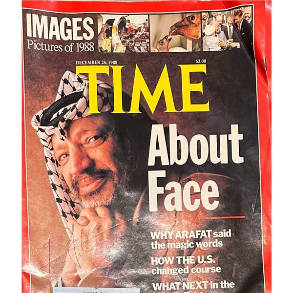 Yasir Arafat Autographed Magazine Time