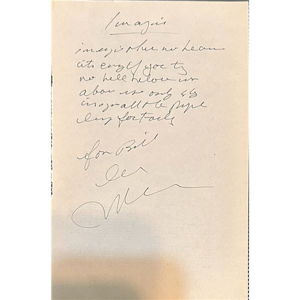 John Lennon Autographed Hand Written Imagine Lyrics! RARE