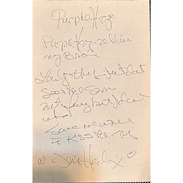 Jimi Hendrix Handwritten Purple Haze Lyrics