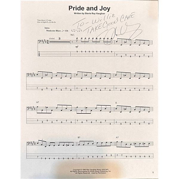 Stevie Ray Vaughan Autographed Sheet Music