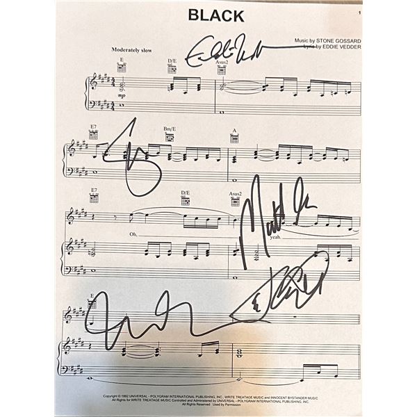 Pearl Jam Autographed Sheet Music