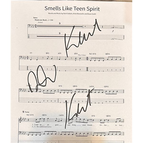 RARE NIRVANA Autographed Sheet Music KURT!