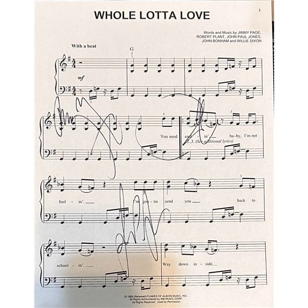 Led Zeppelin Autographed Sheet Music PAGE PLANT JONES