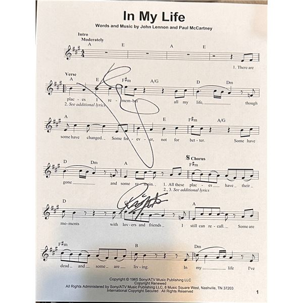 The Beatles Autographed SHEET Music PAUL RINGO