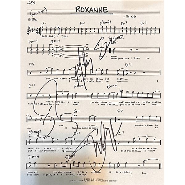 The Police Autographed Sheet Music