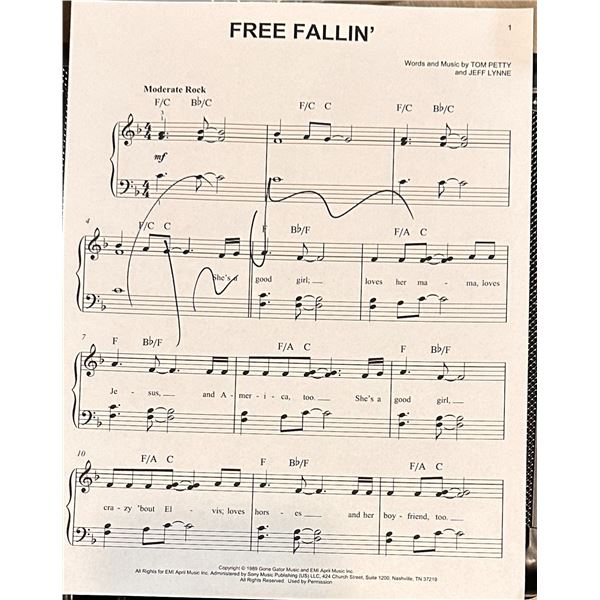 Tom PETTY Autographed Sheet Music