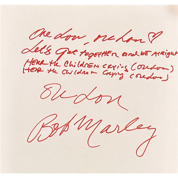Bob Marley Handwritten Lyrics! ONE LOVE RARE!