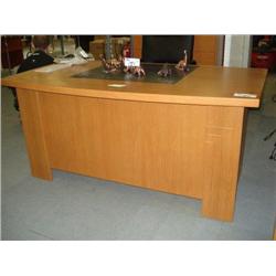 Oak Bowfront Inlay Executive Desk