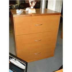 Oak 3-drawer Lateral Filing Cabinet