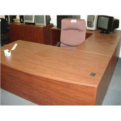 Cherry Bow Front U-Shaped Executive Suite