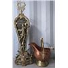 Image 1 : Brass Fireplace Screen (Thin) Copper Coal Bucket With Enameled Handles