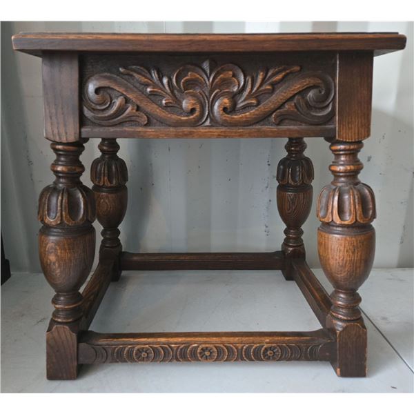 Vintage Hand Carved Wooden Bedside Table 19"T 13"W 19"L