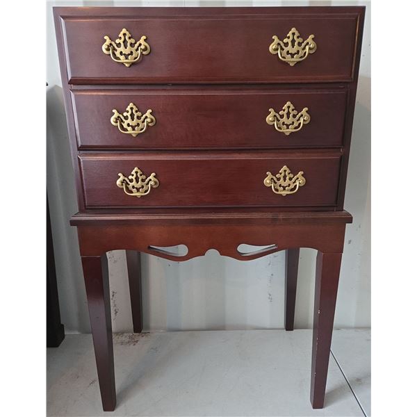 The Bombay Company Green Velvet Lined 3 Drawer Storage Brass Handles