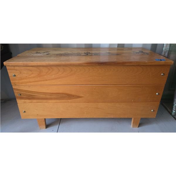 Handmade Wooden Chest Western Themed Lid 20"T 17"W 36"L